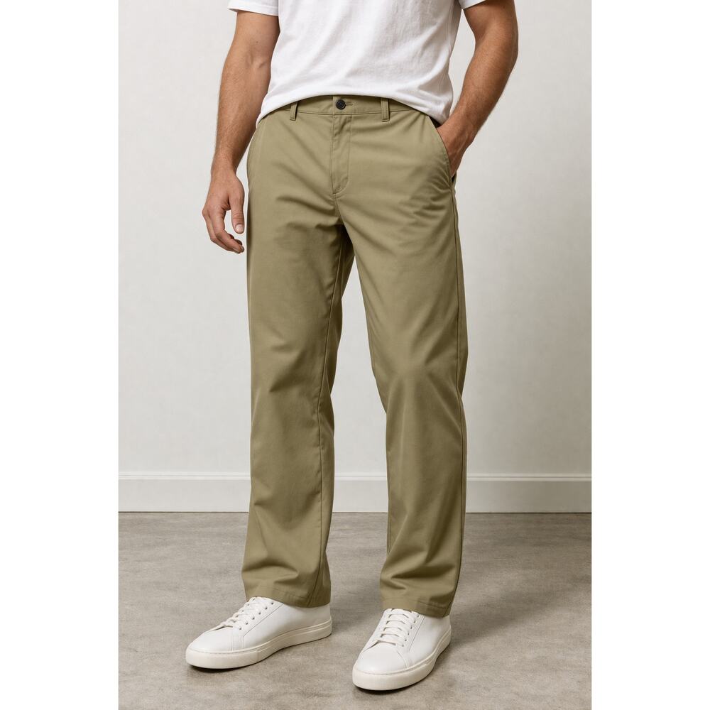 32 Cool Mens W38 L30 Khaki Stretch Performance Pants Tan Casual Golf Work